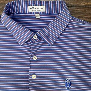 Peter Millar Mens L Summer Comfort Golf Polo Providence Country Club CLT NC Blue